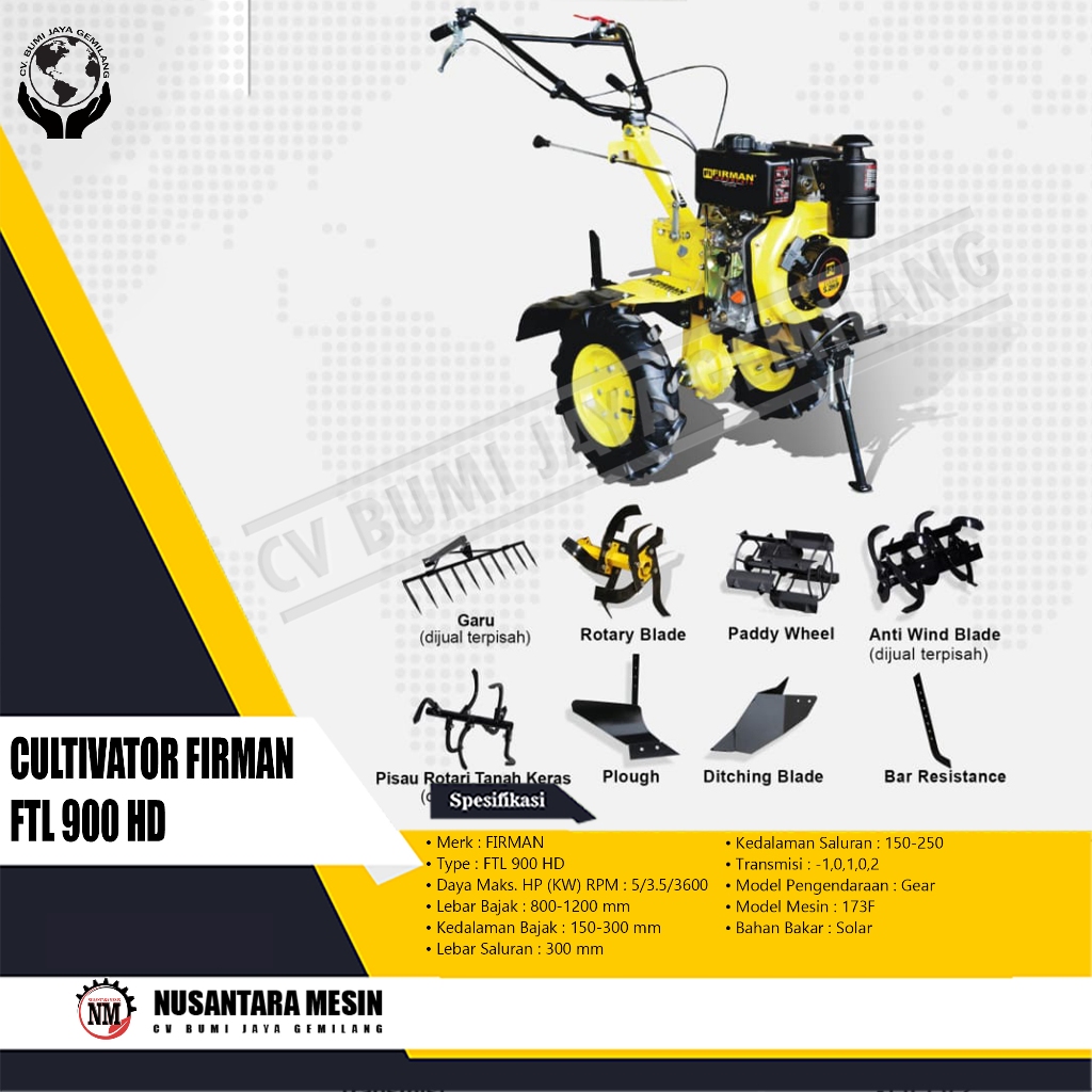 CULTIVATOR FIRMAN FTL 900 HD