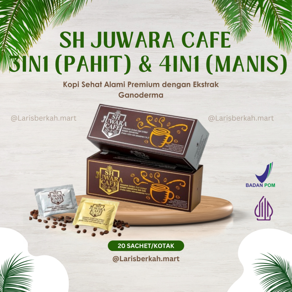 

Kopi SH Juwara 3in1 & 4in1 (20 Sachet/Box) Kopi Kesehatan Mengandung Ganoderma