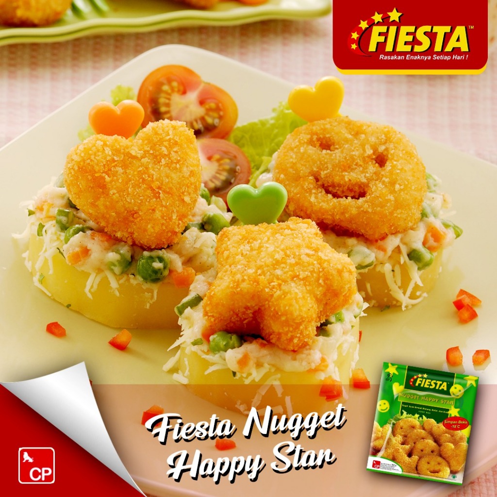 

FIESTA Happy Star 400gr - Nugget Ayam Bentuk Bulat Bintang Hati - Kheiza Frozen