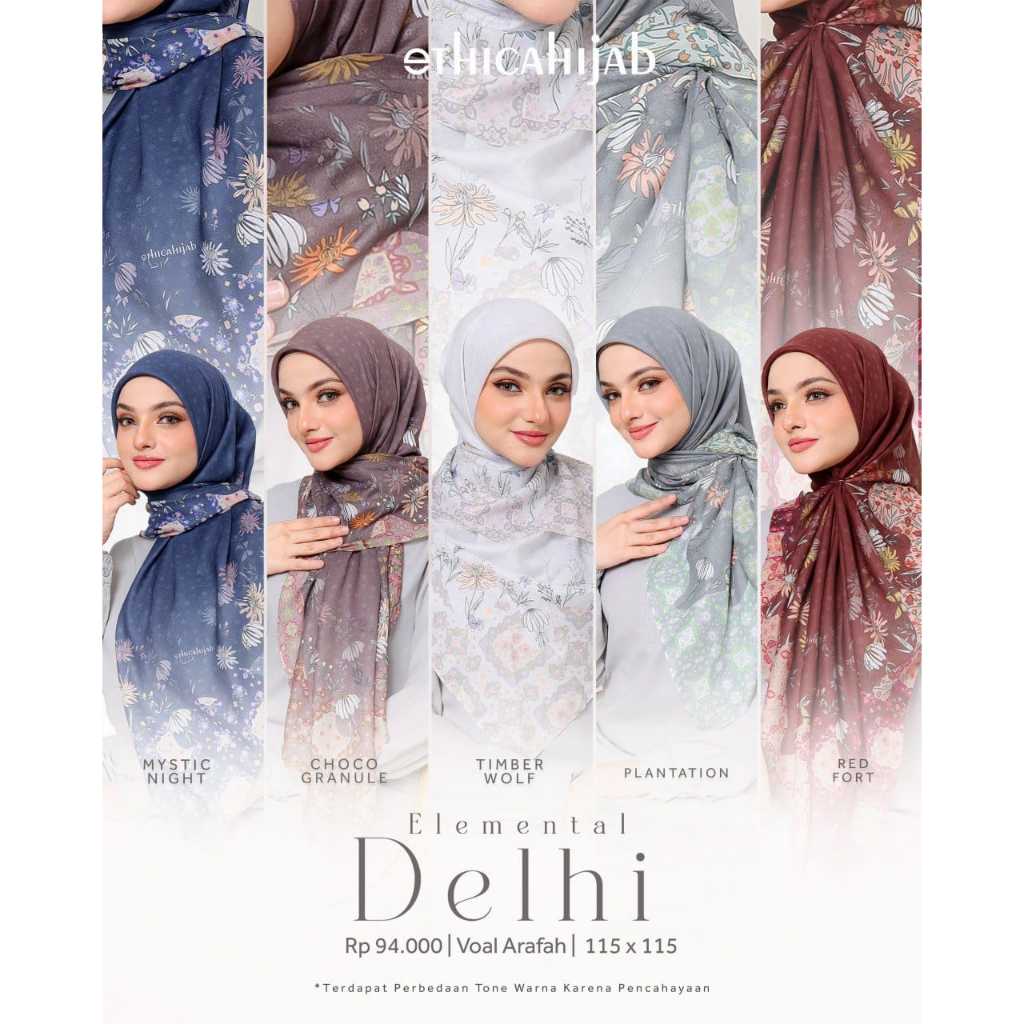 ETHICA HIJAB  ELEMENTAL DELHI / HIJAB MOTIF ETHICA TERBARU 2025 / ETHICA HIJAB SEGIEMPAT