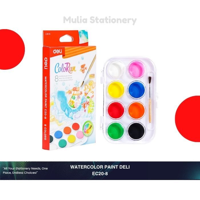 

Watercolor Deli Cat Air 8 Warna Lengkap Kuas EC20-8 | Cat Air EC20-8 | Perlengkapan Sekolah & Melukis