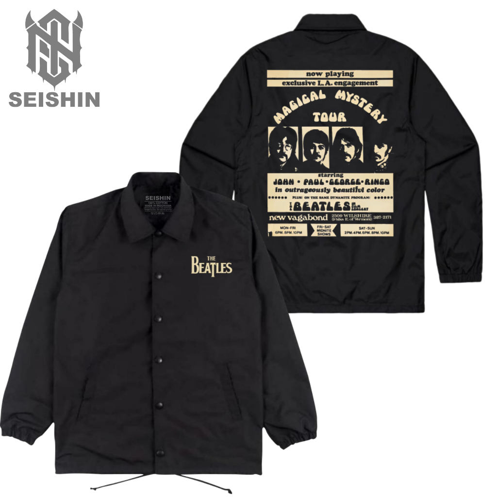 Seishin Jacket Coach Musik The Beatles Magical mistery black jacket Unisex