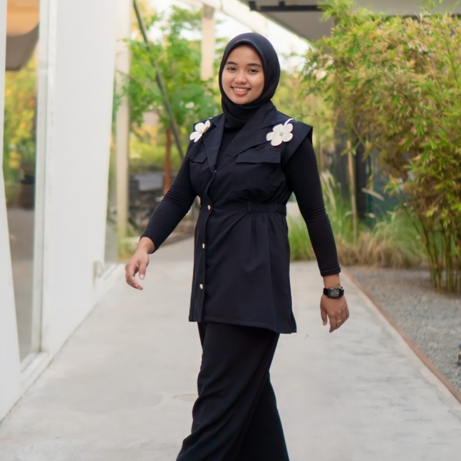 Flower Vest/Outer Bunga/Blazer Tanpa Lengan