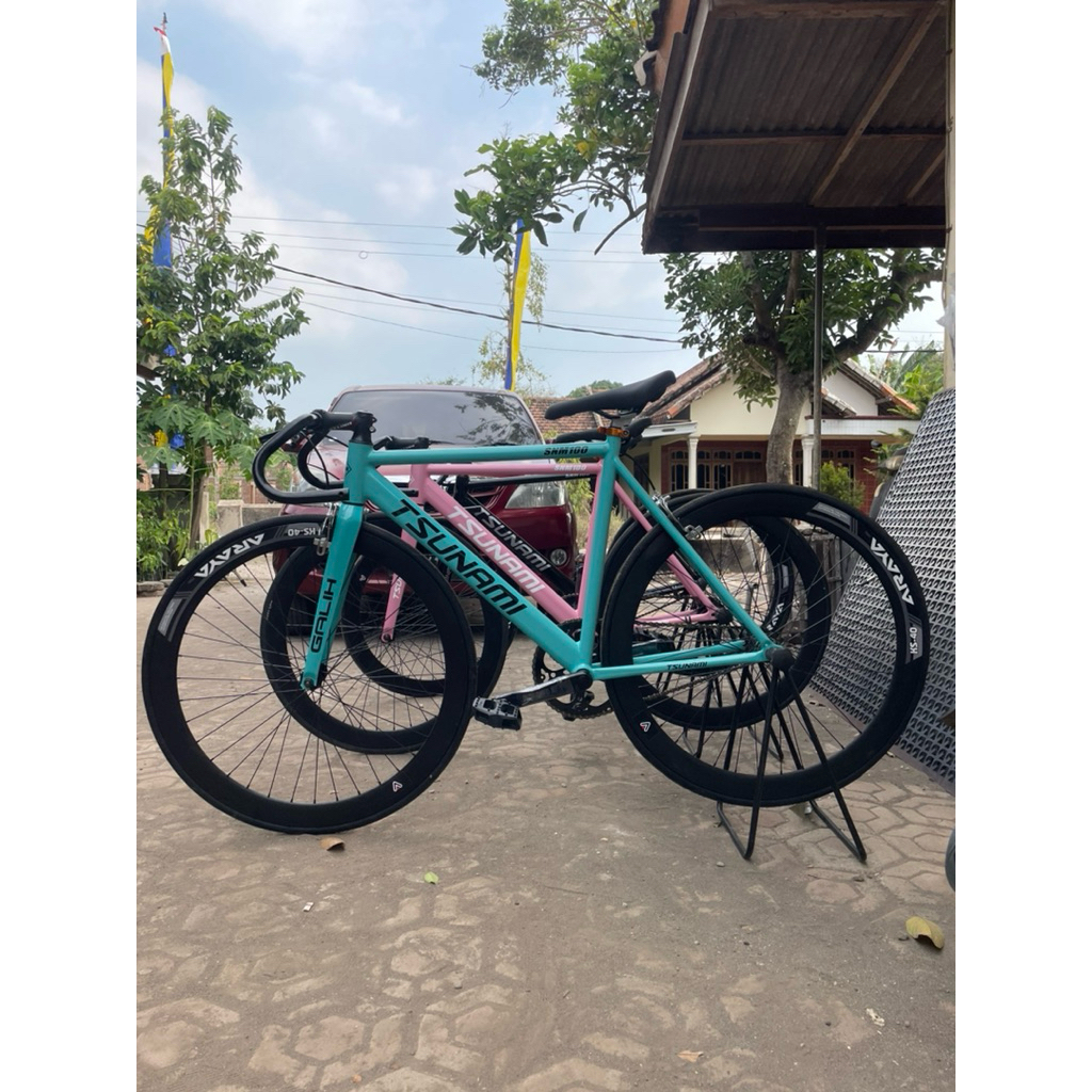 Sepeda Fixie Tsunami Snm 100 hijau toska velg araya request