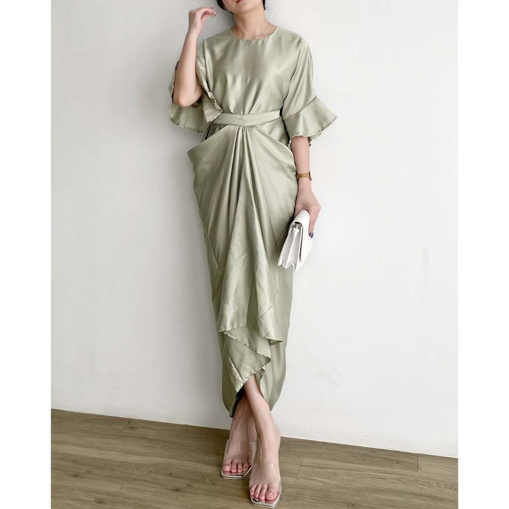 Safira Dress Gamis / Gamis Kaftan / Dress Velvet / Kondangan Satin Mewah / Gamis Idul Fitri / Dress 