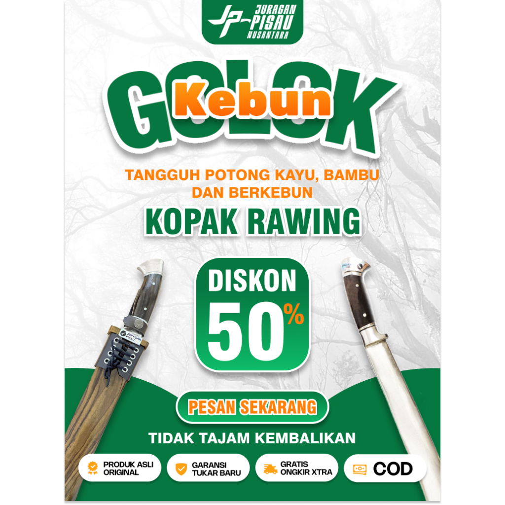 Golok Kopak Rawing Kayu Sonokeling | Golok Kebun Tajam Baja Sup9 | Juragan Pisau Nusantara
