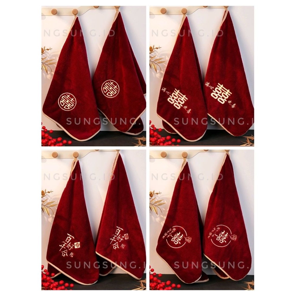 Handuk Couple Shuangxi Chinese Wedding / Handuk Sangjit / Perlengkapan Sangjit (1746)