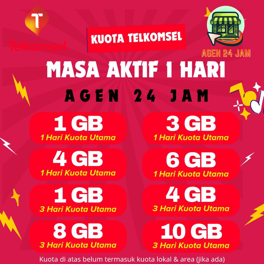 PAKET DATA TELKOMSEL HARIAN 1 & 3 HARI/ KUOTA INTERNET TELKOMSEL TERMURAH 24 JAM