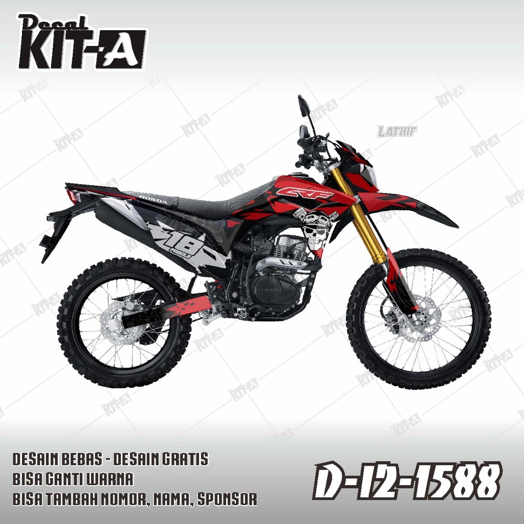 Decal Honda CRF 150L MOTIF ROAD RACE HITAM MERAH D-I2-244 I2-1588