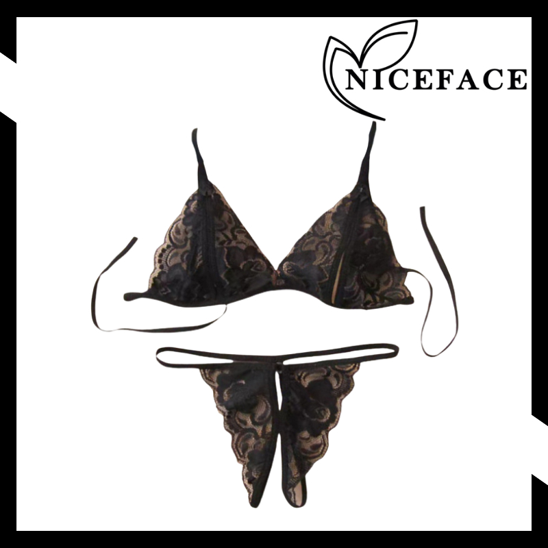 NICEFACE - Set Bra Lingerie Sexy & Celana Dalam Model Lace Transparant