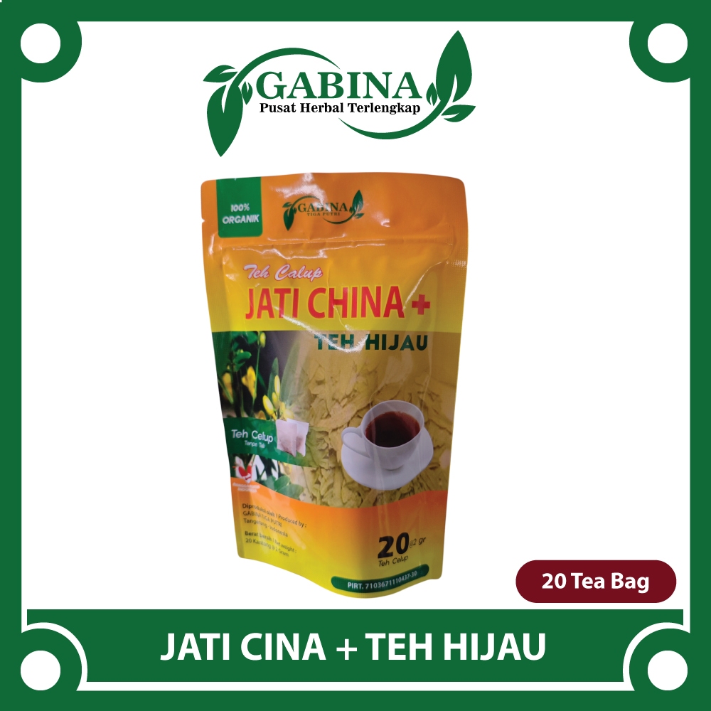

Teh Herbal Jati Cina + Teh Hijau Gabina 100% Organik – Teh Celup Pelangsing & Detoks (20 Kantong)