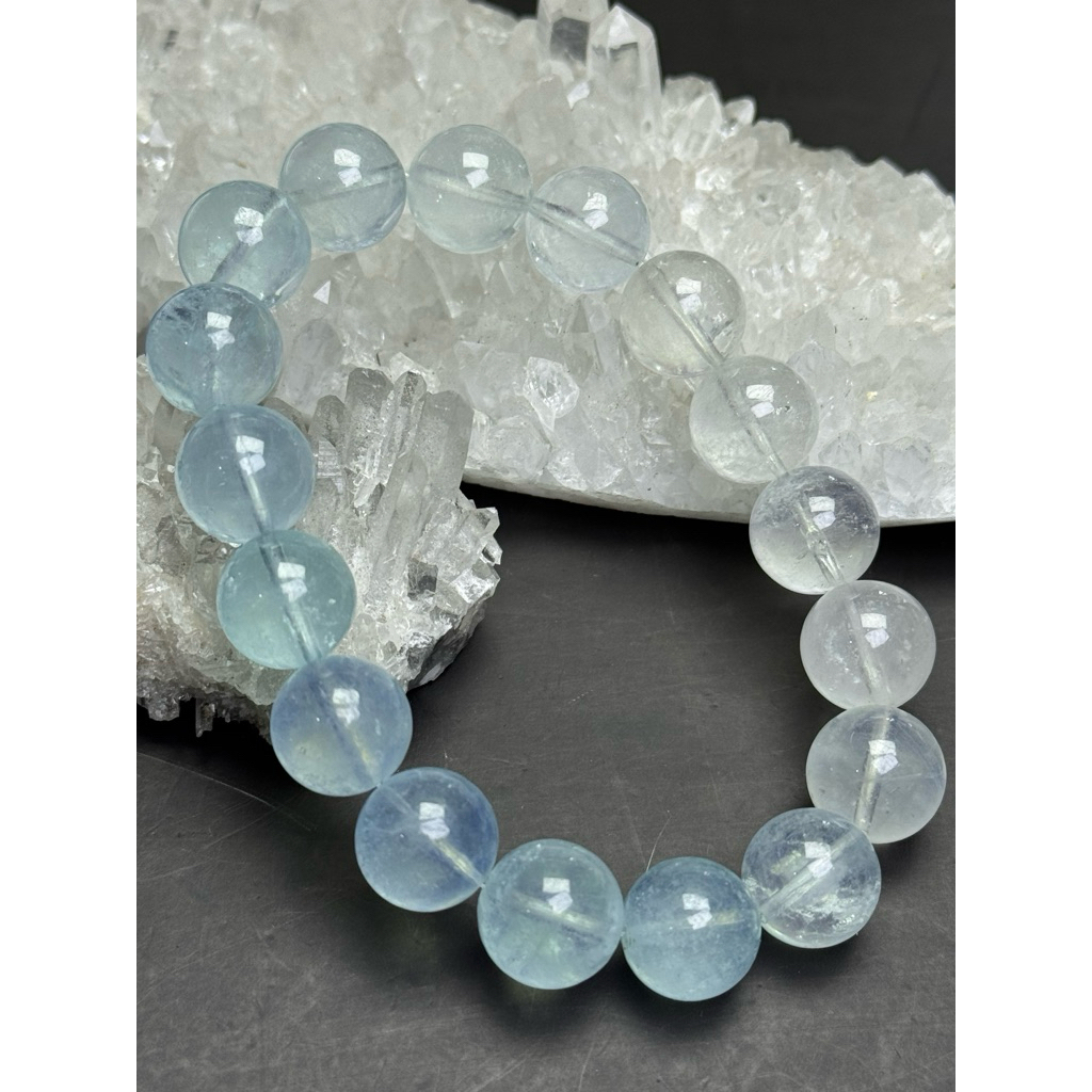gelang crystal aquamarine 12mm with certificate