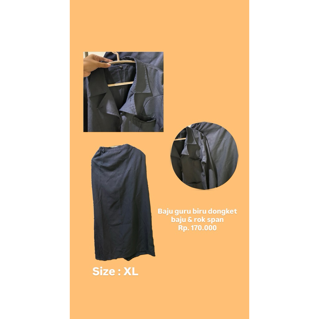 Preloved set seragam biru guru wanita