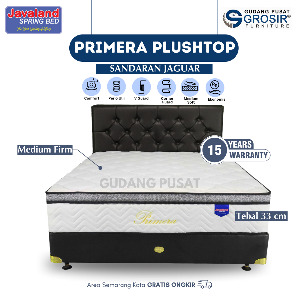 JAVALAND Spring Bed - Primera Plushtop Super White Springbed+Divan+Sandaran