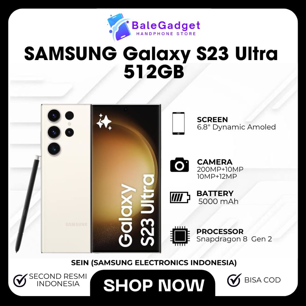 Samsung Galaxy S23 ULTRA 512GB 5G Second resmi SEIN