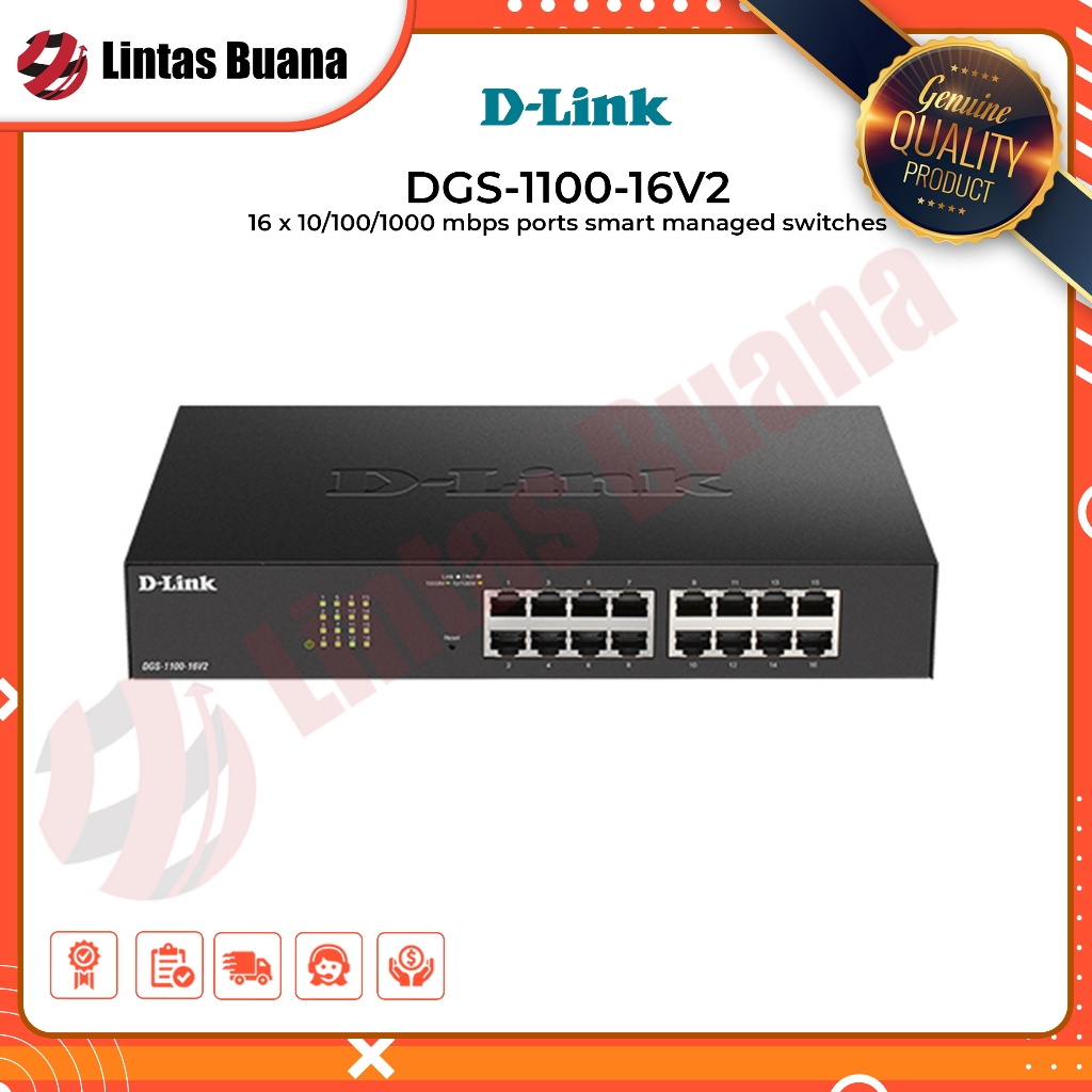 D-Link Switch DGS-1100-16V2 16port Gigabit Smart Managed Switch Dlink DGS-1100-16