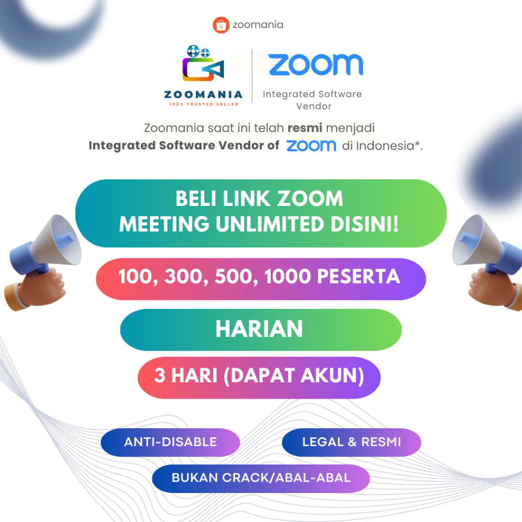 Zoom Pro Premium Zoom Business Harian 100 300 500 1000 Peserta