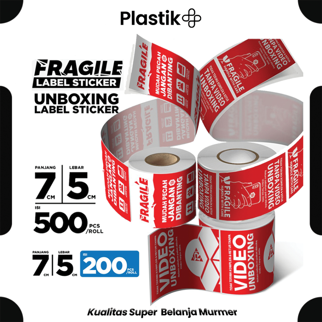 

Stiker Wajib Video Unboxing Sticker Fragile Unboxing 200pcs dan 500pcs Per Roll - Fragile Unboxing