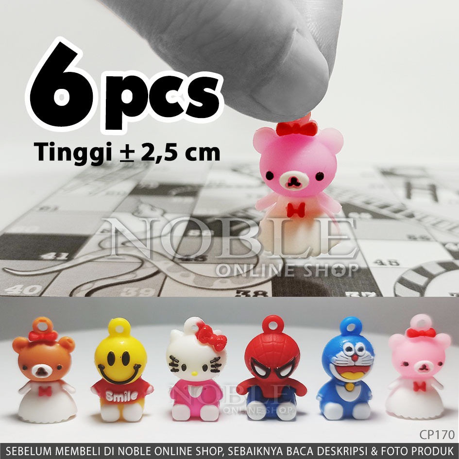 6 pcs Mini Figure Karakter Panda Cat Kitty Bear Bidak Pion Catur Board Game Toys Koleksi Unik Mainan