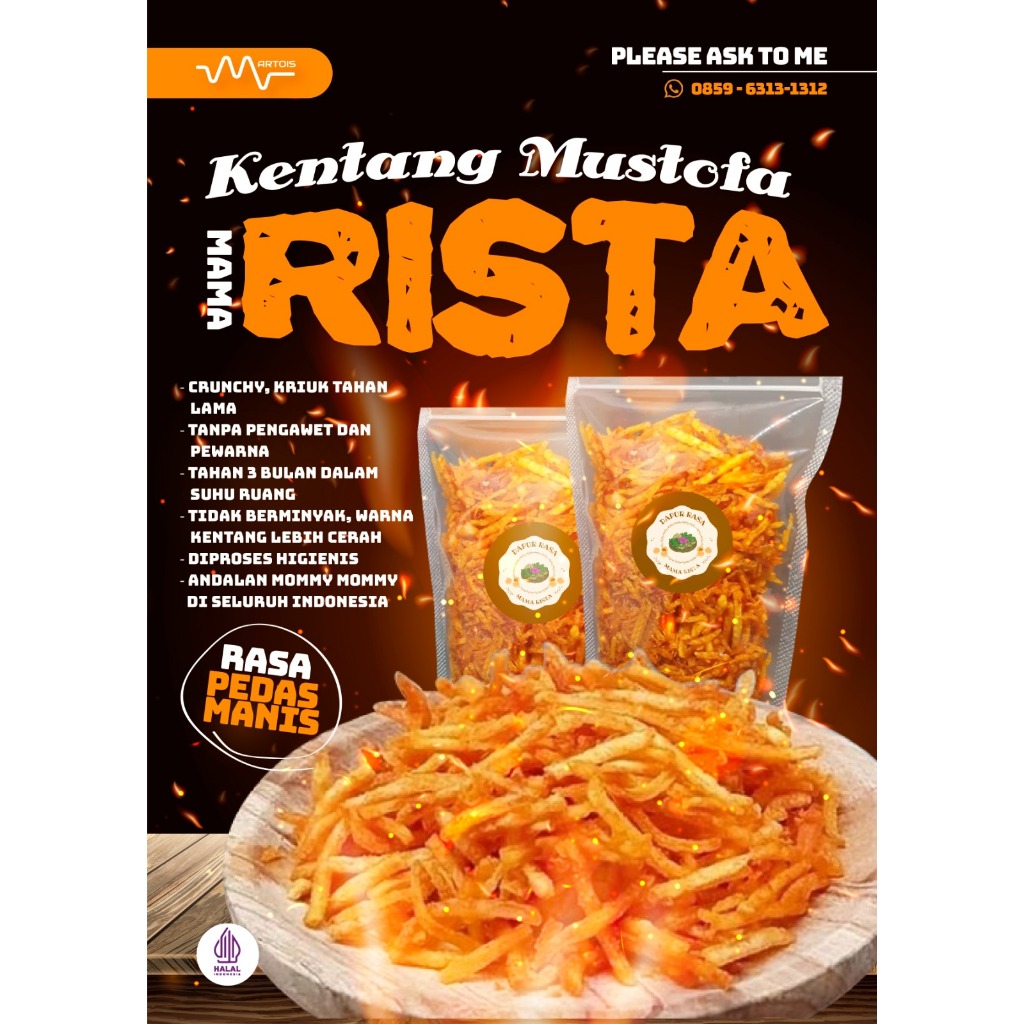 

Kentang Mustofa Mama Rista Pedas Manis 200gr / Tanpa Pengawet / Tanpa MSG / Renyah / Crunchy / Kriuk / Tahan Lama Cocok untuk Lauk Makan