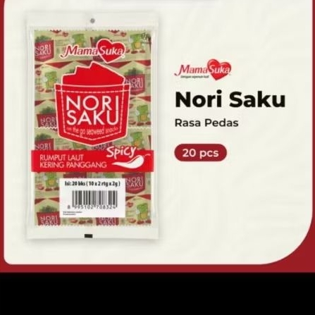 

Nori Saku Pedas Mama Suka 1 pack Isi 20 bks.