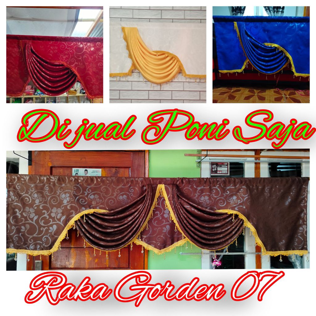 Gorden poni Saja Gorden poni gelombang Spanyol Latar minimalis Hordeng pintu tirai Jendela