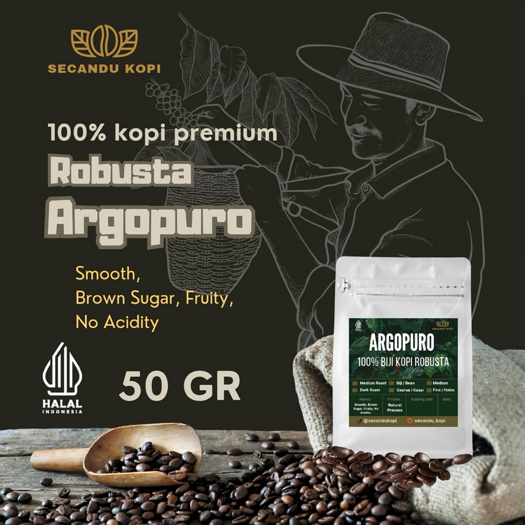 

Kopi Robusta Argopuro Premium Kemasan 50gr | Natural Process