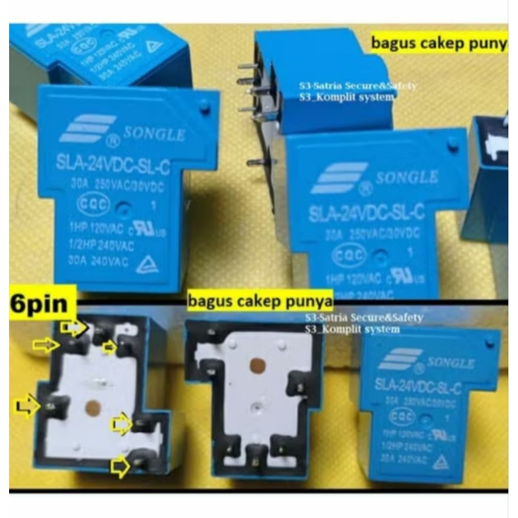 RELAY MESIN LAS RELAY kodok 6pin 25V 6pin 12V Songle SLA 30A DC