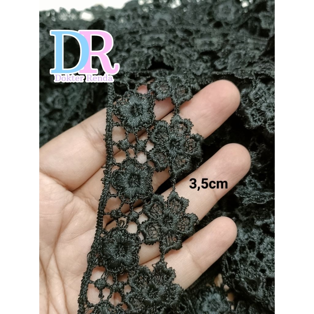renda giper hitam 3,5cm