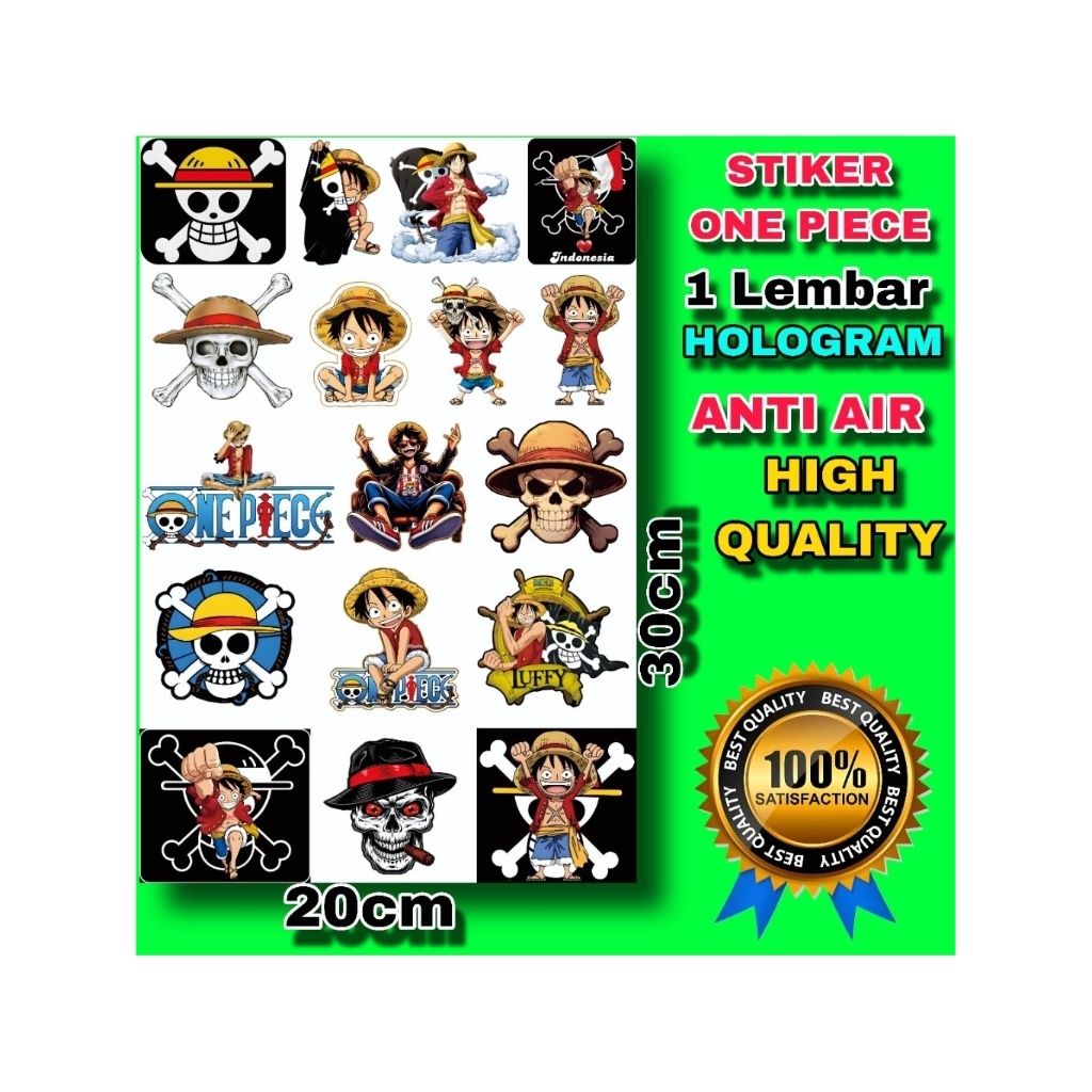 

STIKER ONE PIECE 1 LEMBAR BAHAN HOLOGRAN HIGH QUALITY