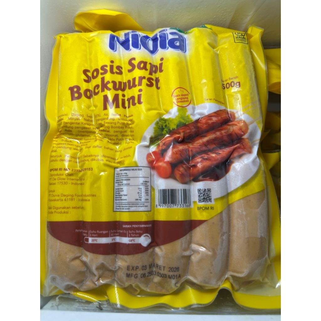 

Nidia sosis sapi bockwurst 500gr
