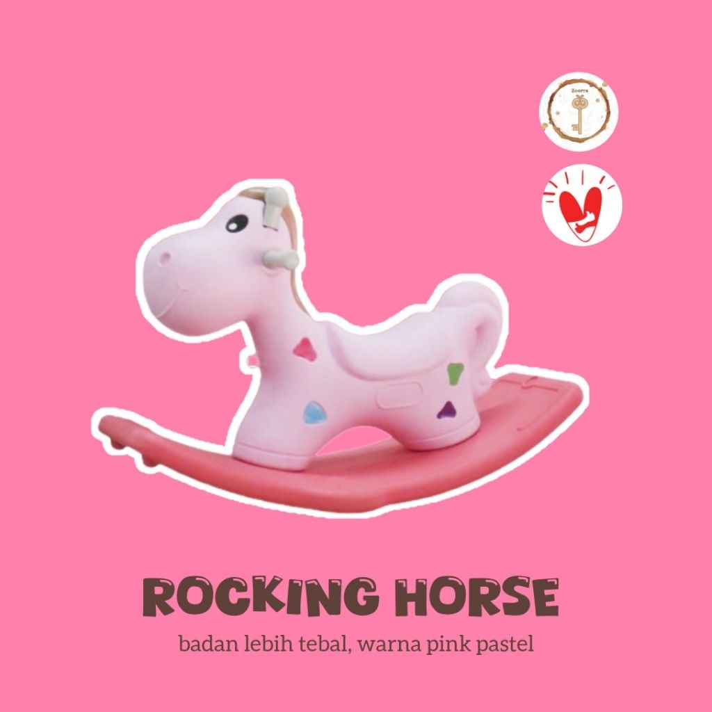 Rocking horse mainan kuda kudaan anak murah warna pink