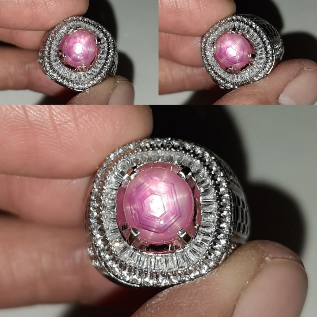 Natural Star Ruby Batu Ruby Star Fatwa Antik & Unik Ring Microsetting