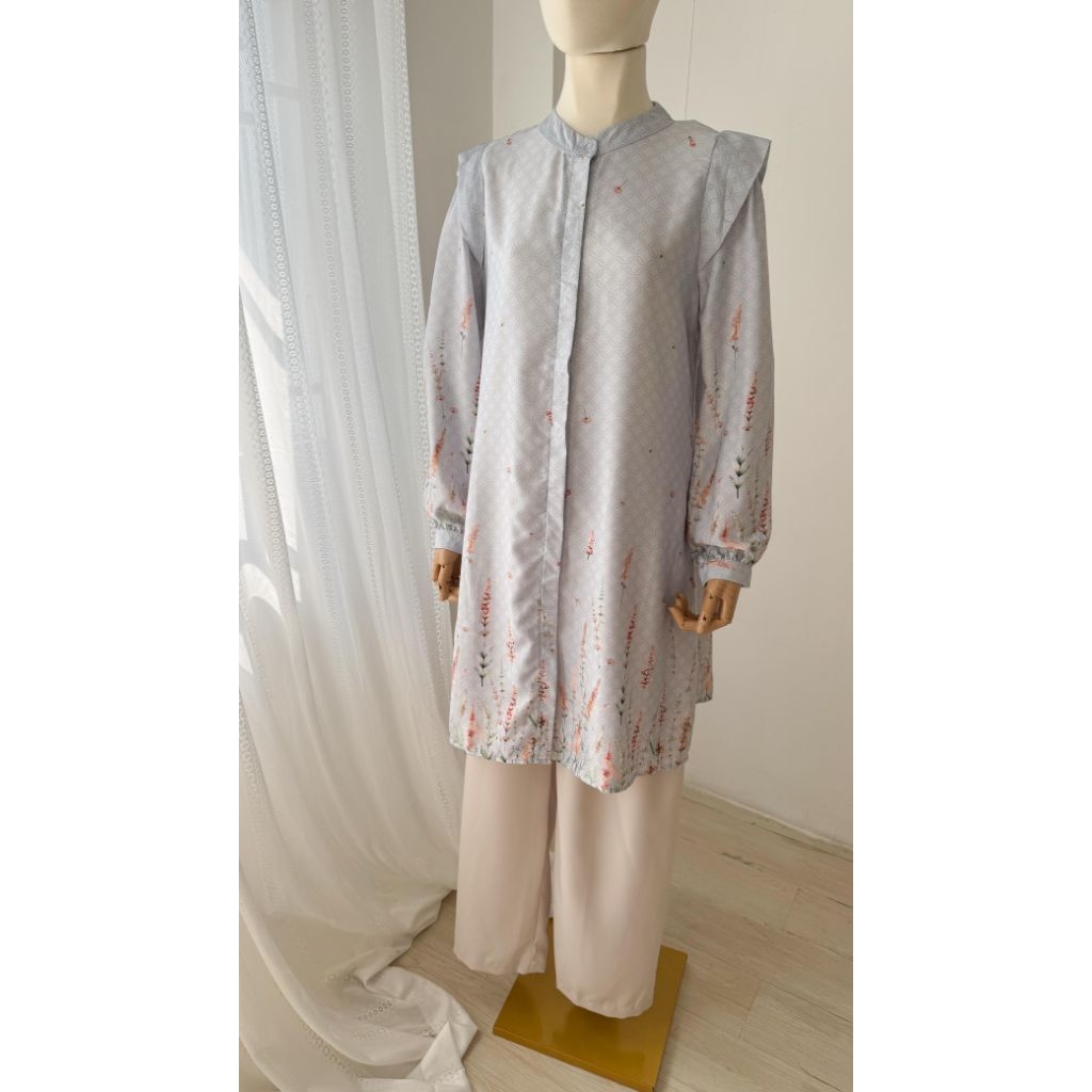 Tunik atasan maxmara satin motif bunga simple elegan [ALESHA TUNIK]