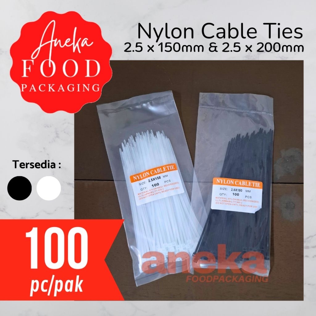 

100pc- Cable ties HITAM & PUTIH/kabel tie/kabel tis/pengikat kabel 2.5mmx15cm & 2.5mmx20cm
