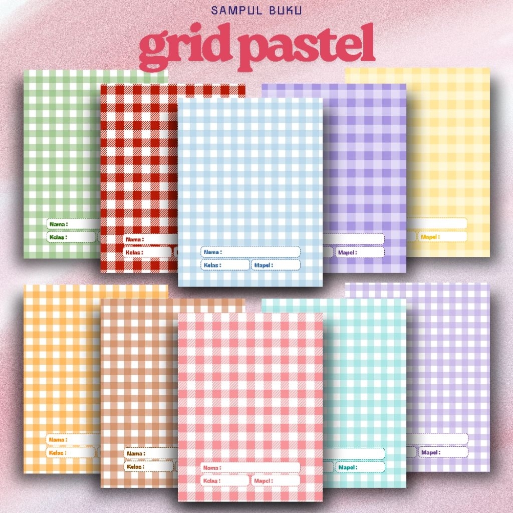 

[TERMURAH] SAMPUL BUKU TULIS GRID PATTERN PASTEL