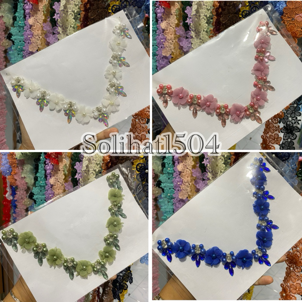 Payet rangkai leher mewah/payet baju/hiasan kebaya