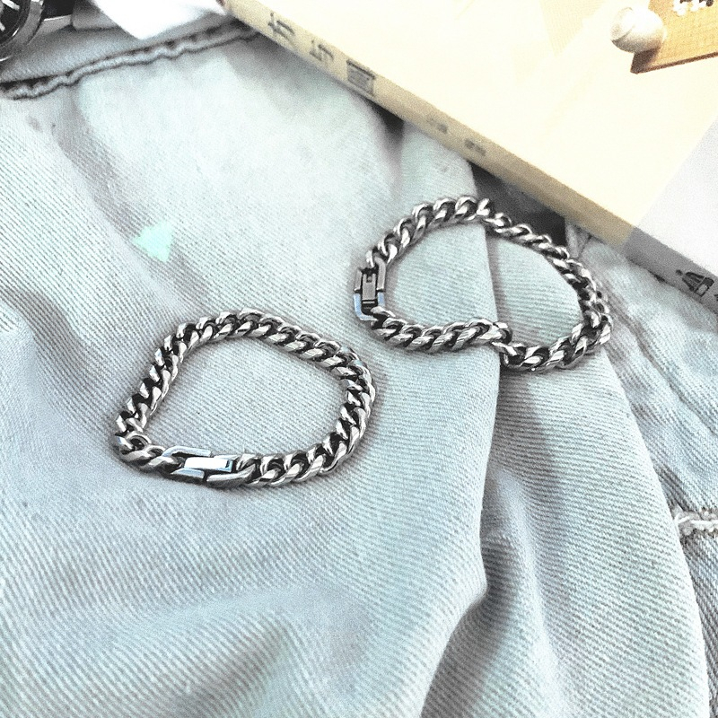Gelang Rantai Titanium Pria Wanita - Gelang Titanium Model Rantai Mewah Elegan