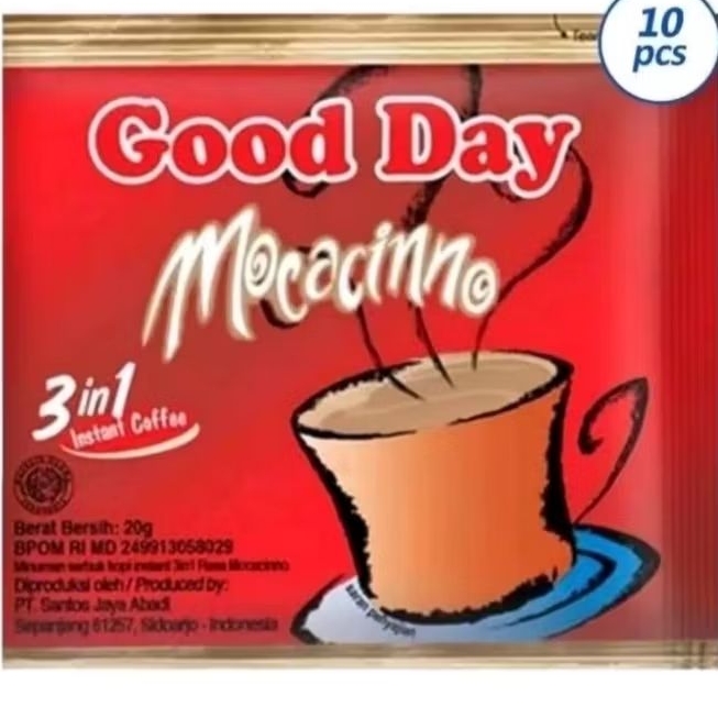 

SATU RENCENG GOOD DAY KOPI 3 IN 1 INSTAN COFFE 20GR X 10 SACHET