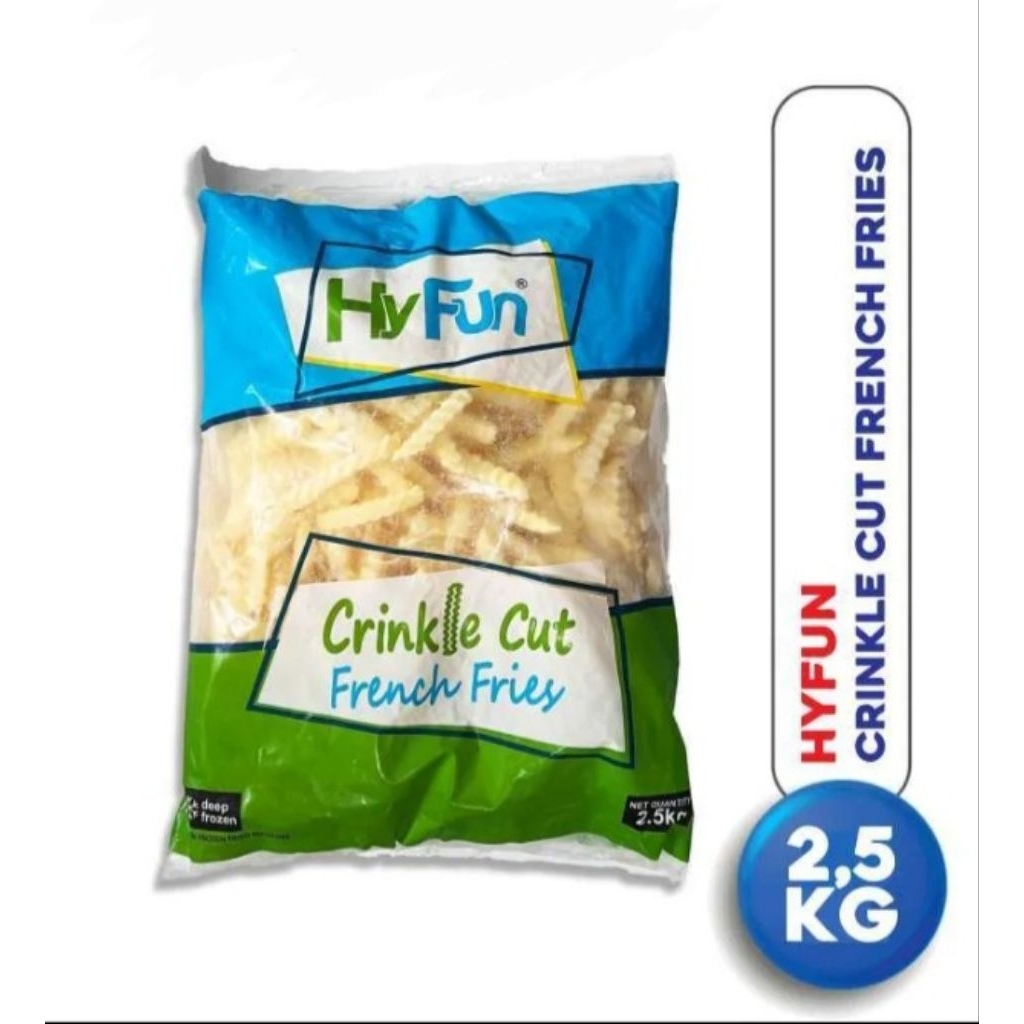 

Hy Fun Crincle Cut 2,5 kg, kentang goreng beku potongan ulir / snow valley