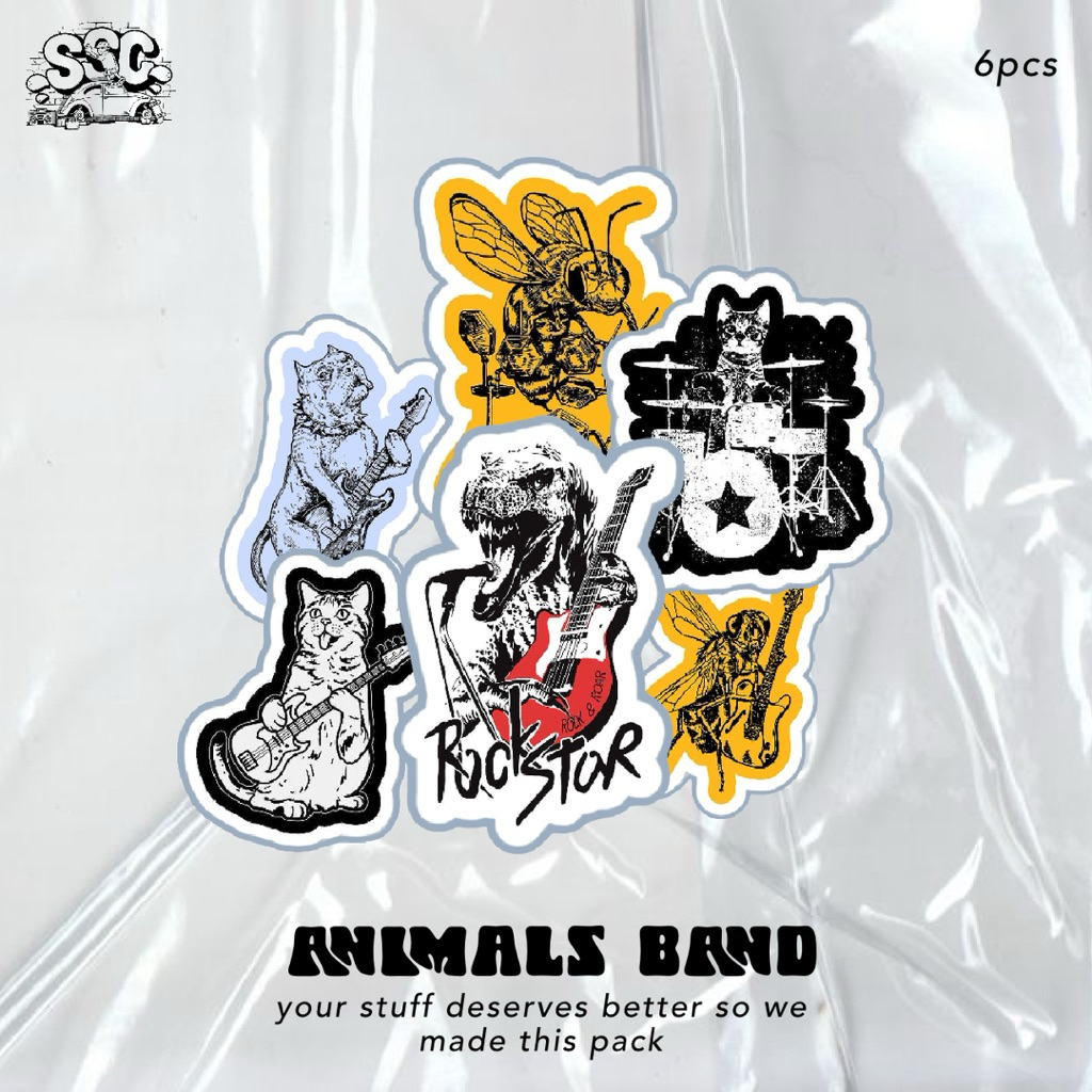 

the animals sticker pack desain retro musik klasik rock blues – isi 6 pcs