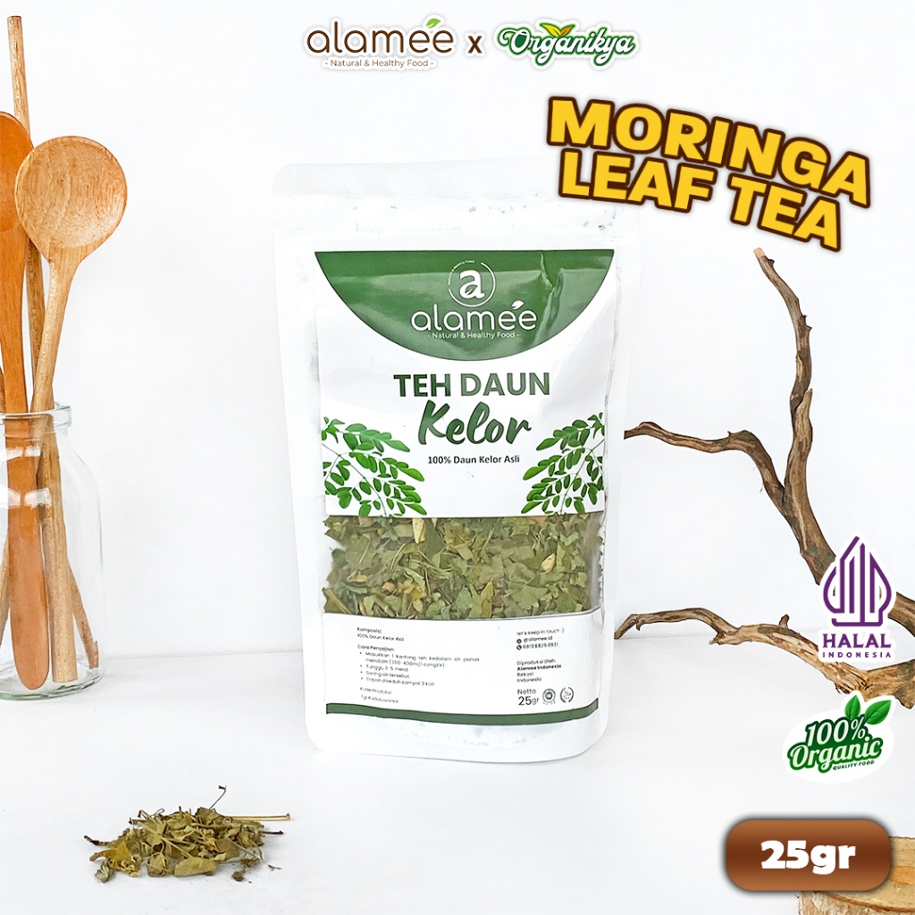 

Teh Daun Kelor Tea Bunga Herbal Alami Organic Natural Non Msg Siap Seduh 25gr organikya