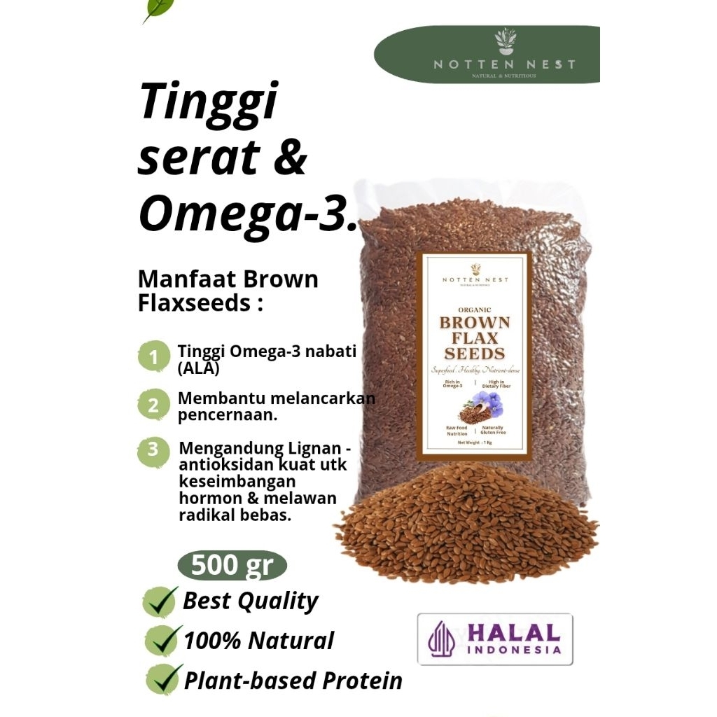 

Brown Flaxseeds 500gr / biji rami utuh 500gr / biji rami coklat kualitas bagus kaya serat & lemak sehat
