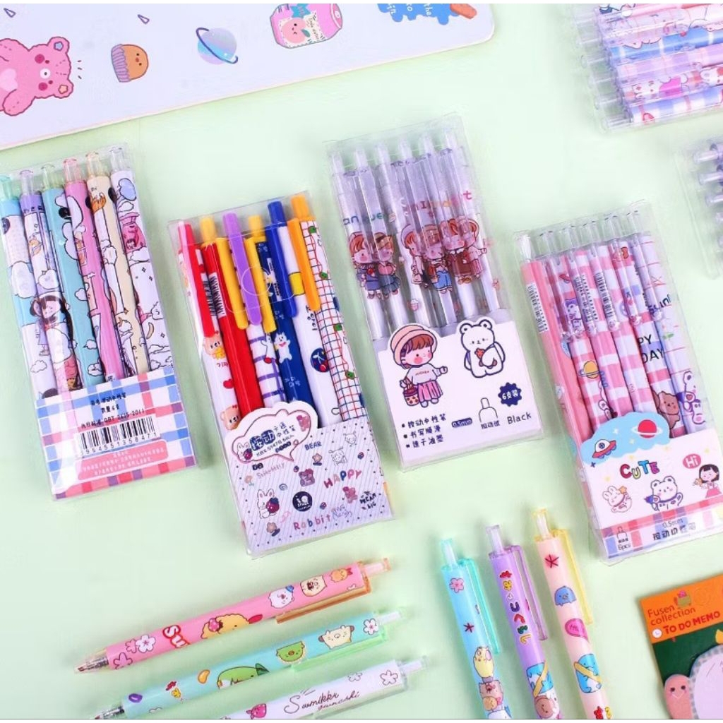 

Pulpen Gel Isi 6 Pcs / Bolpoin Karakter