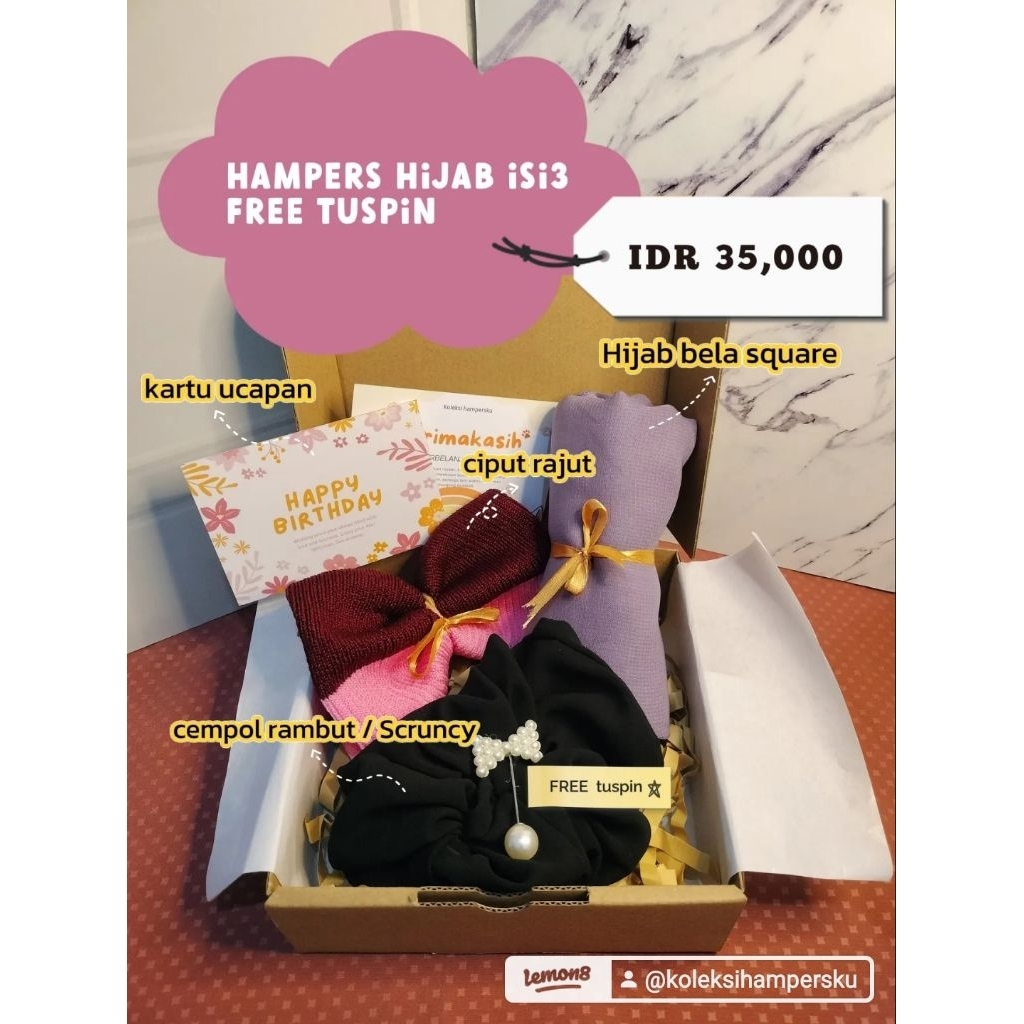 

Hampers hijab murah Bella square kado ultah cantik murah