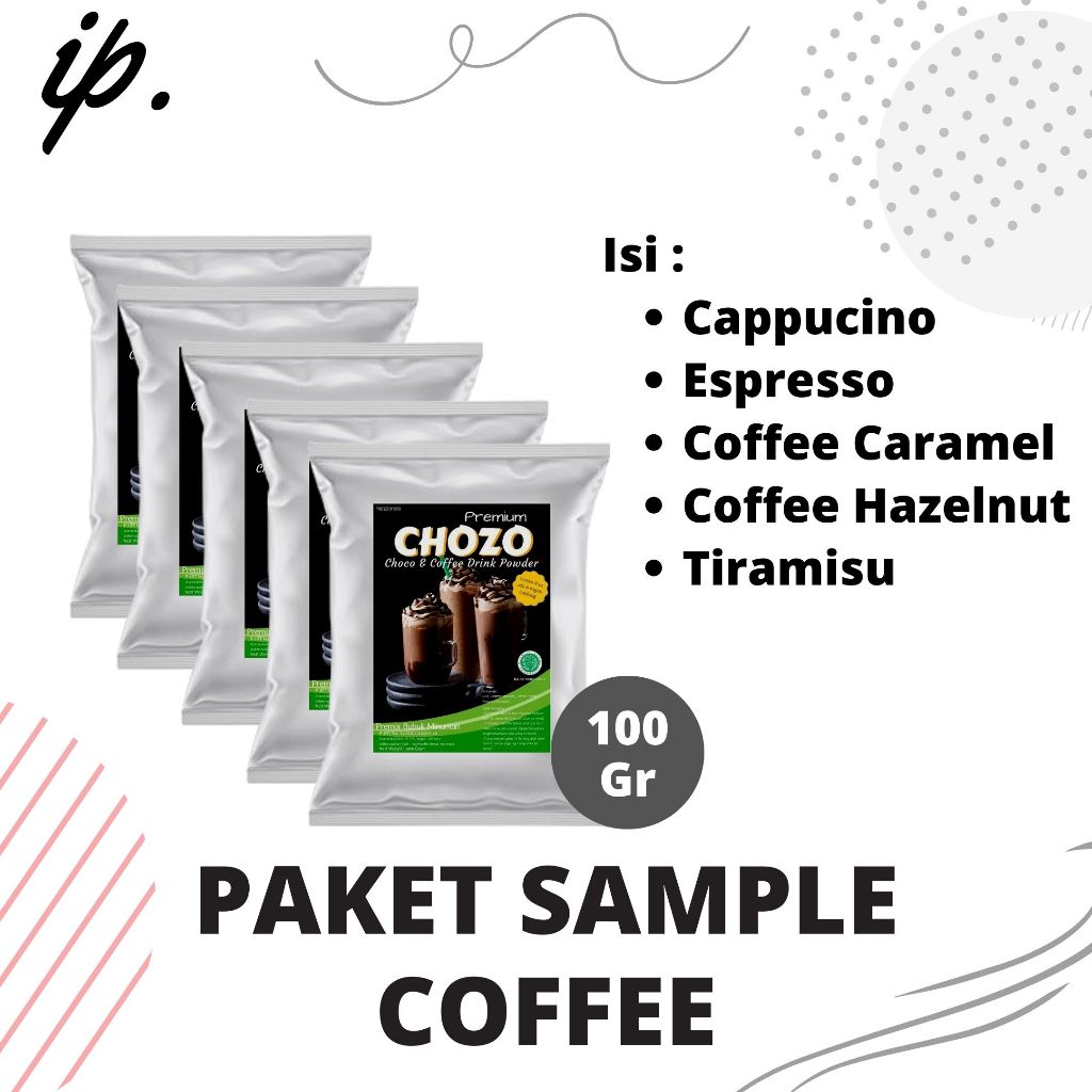 

IP Bogor - PAKET SAMPLE Best 5 Varian COFFEE Harga adalah 1 Paket berisi 5 Variant Rasa