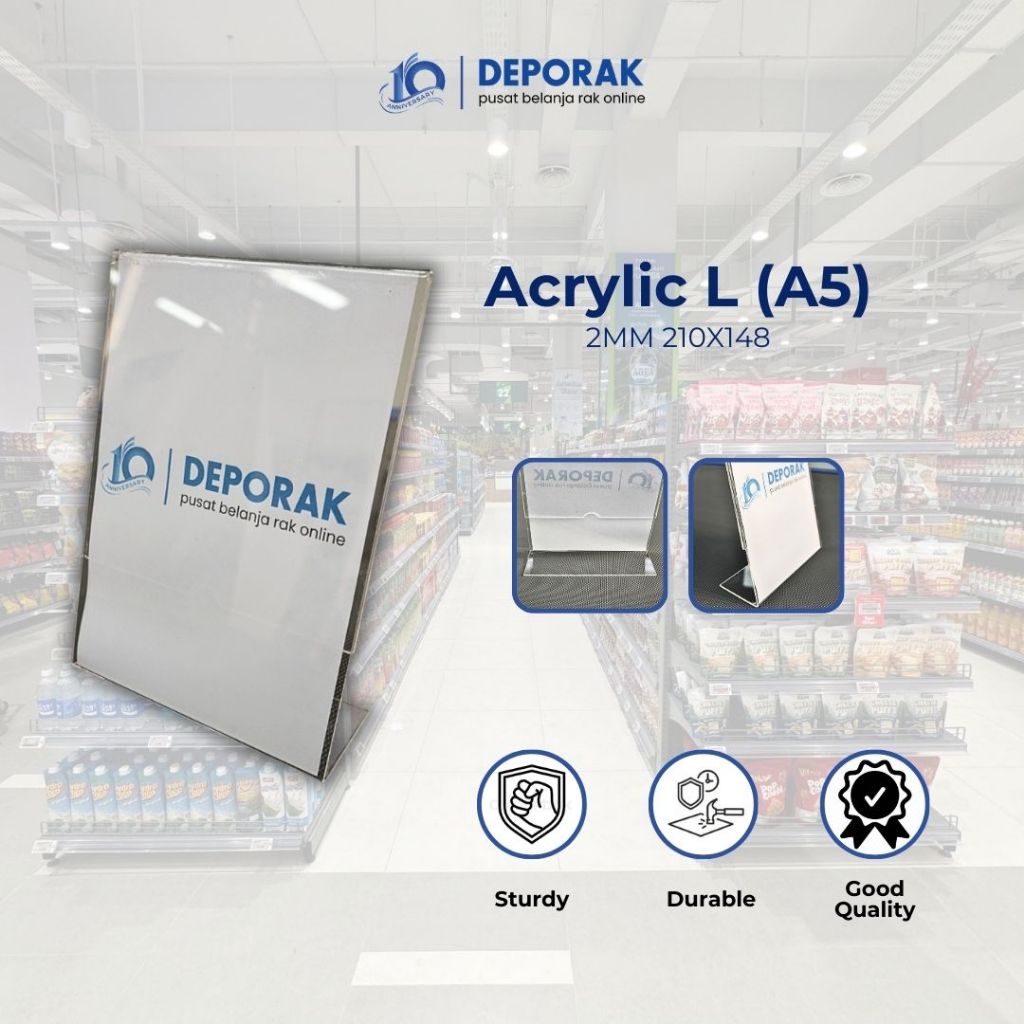 

Akrilik Tent A5 Type L 2mm/ Tempat Brosur Akrilik A5/ Tent Card Akrilik / Tent Holder Akrilik/ Akrilik Qrist Barcode/ Stand Akrilik / Acrylic Display / Tempat Brosur A5