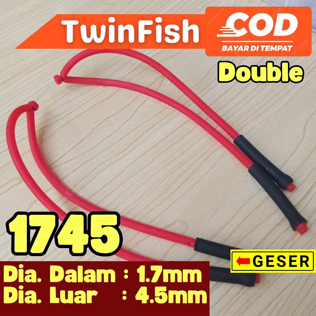karet siap pakai ketapel ikan DOUBLE 1745 MERAH LENGKAP