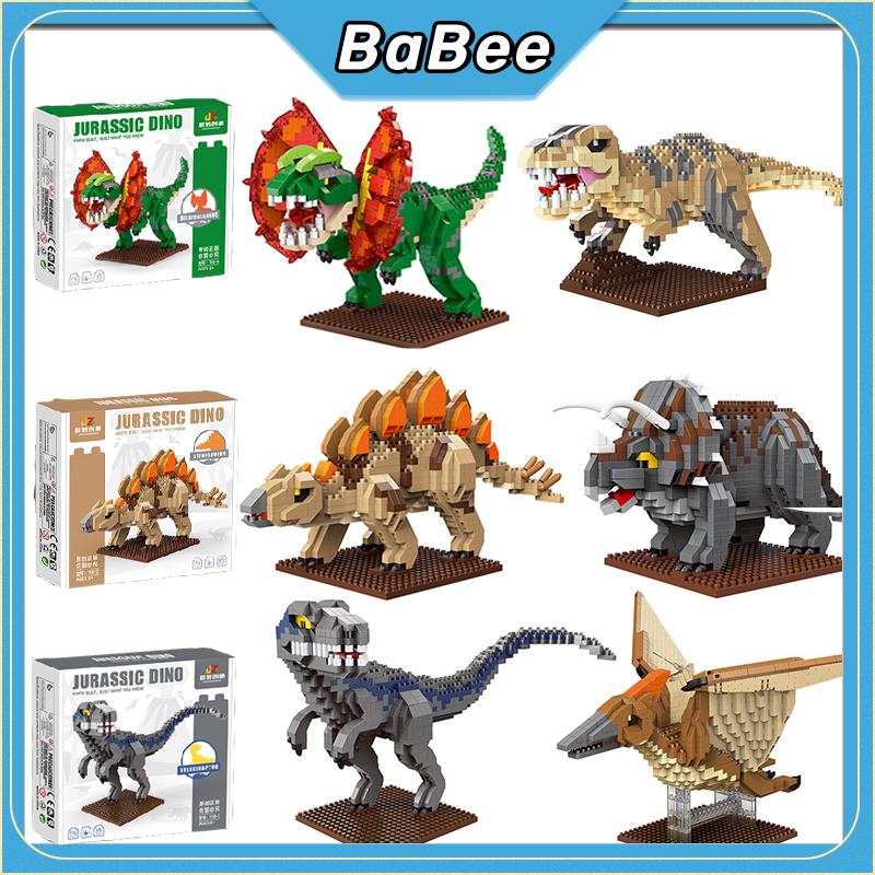 Babee TOY Blok Dino 6 Mainan Dino Brick Building Block Toys Karakter Hadiah Tikar Besar Aman untuk B