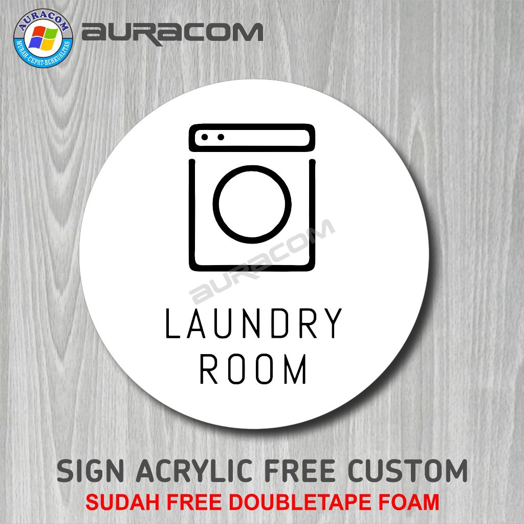 Tulisan Laundry Room Sign Board Akrilik Tempel Signage Dinding Label Custom - B255
